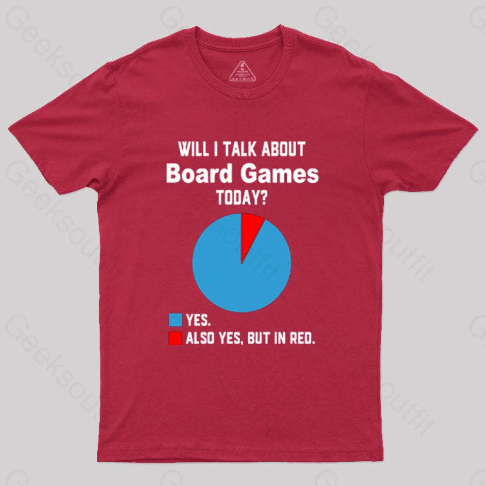 Will I Talk About Board Games Today Nerd T-Shirt Red / S