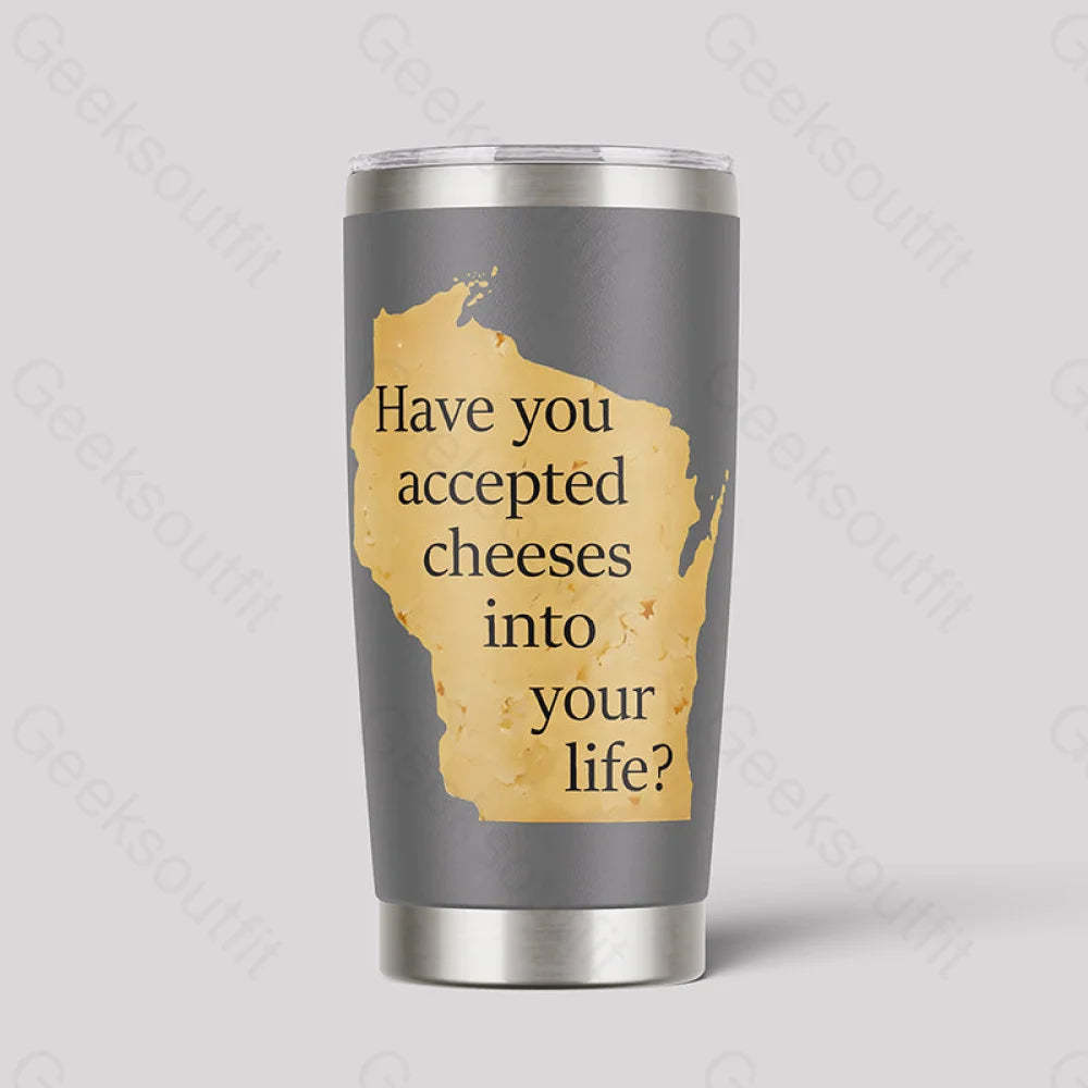 Wisconsin Cheese Pun Geeks Tumbler Grey