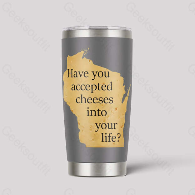 Wisconsin Cheese Pun Geeks Tumbler Grey