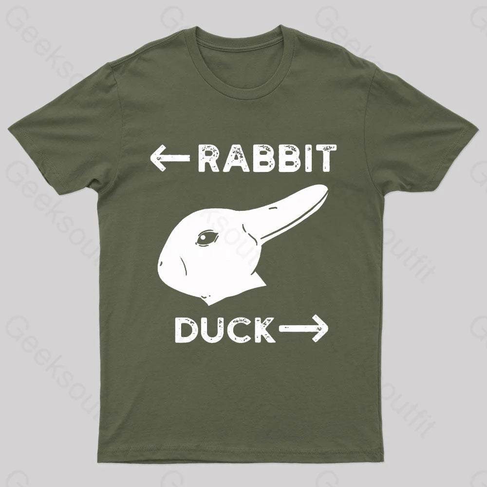 Wittgensteins Rabbit Duck Illusion Geek T-Shirt Army Green / S