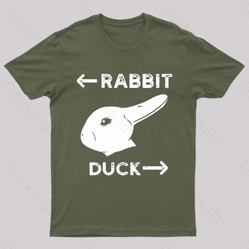 Wittgensteins Rabbit Duck Illusion Geek T-Shirt Army Green / S