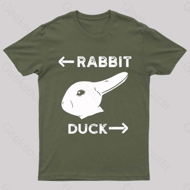 Wittgensteins Rabbit Duck Illusion Geek T-Shirt Army Green / S