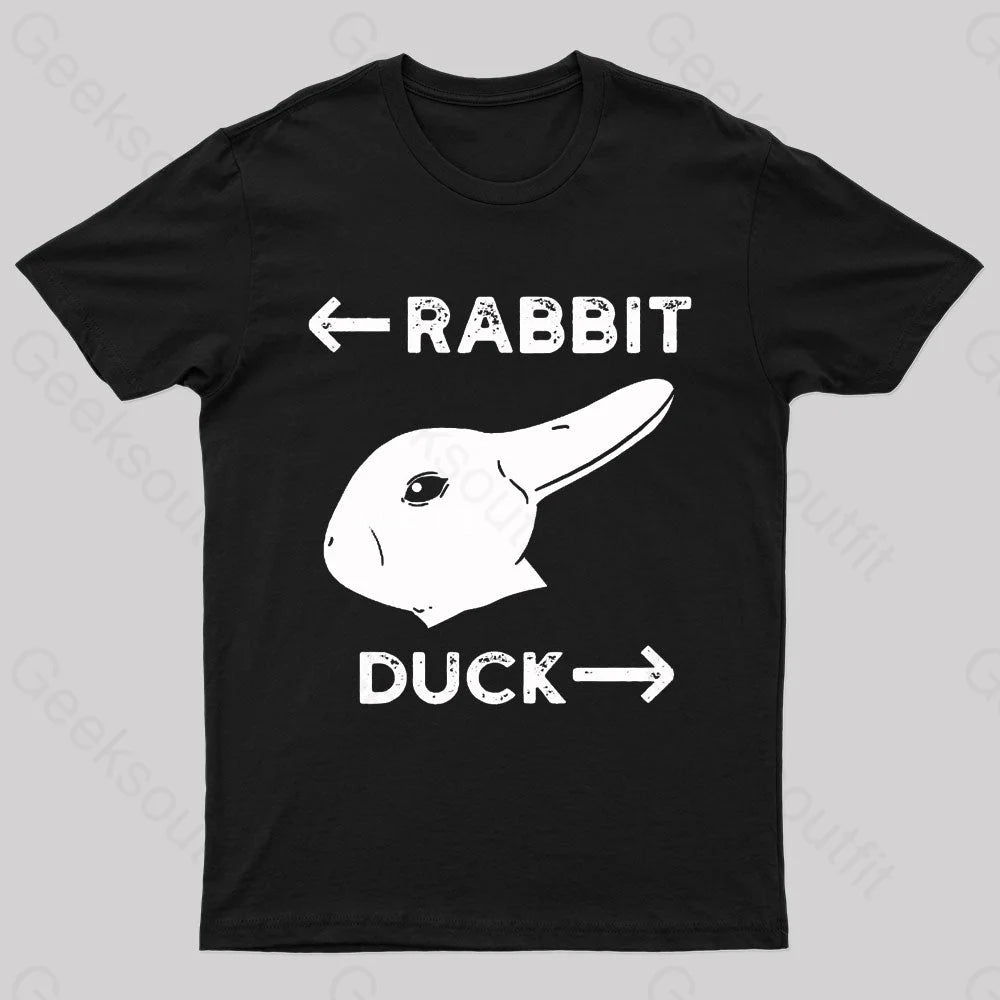 Wittgensteins Rabbit Duck Illusion Geek T-Shirt Black / S