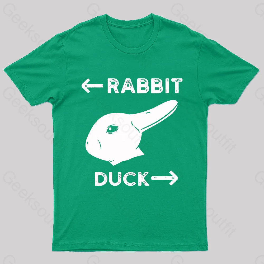 Wittgensteins Rabbit Duck Illusion Geek T-Shirt Green / S