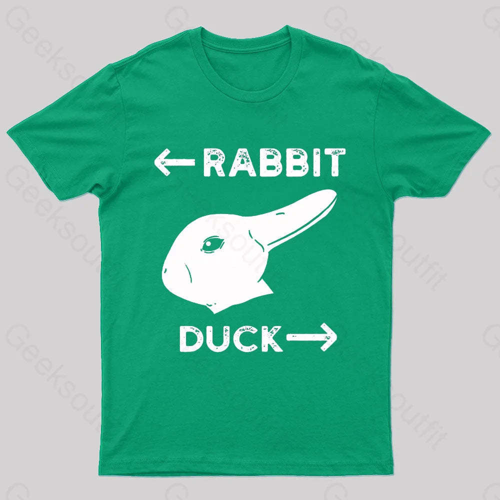 Wittgensteins Rabbit Duck Illusion Geek T-Shirt Green / S