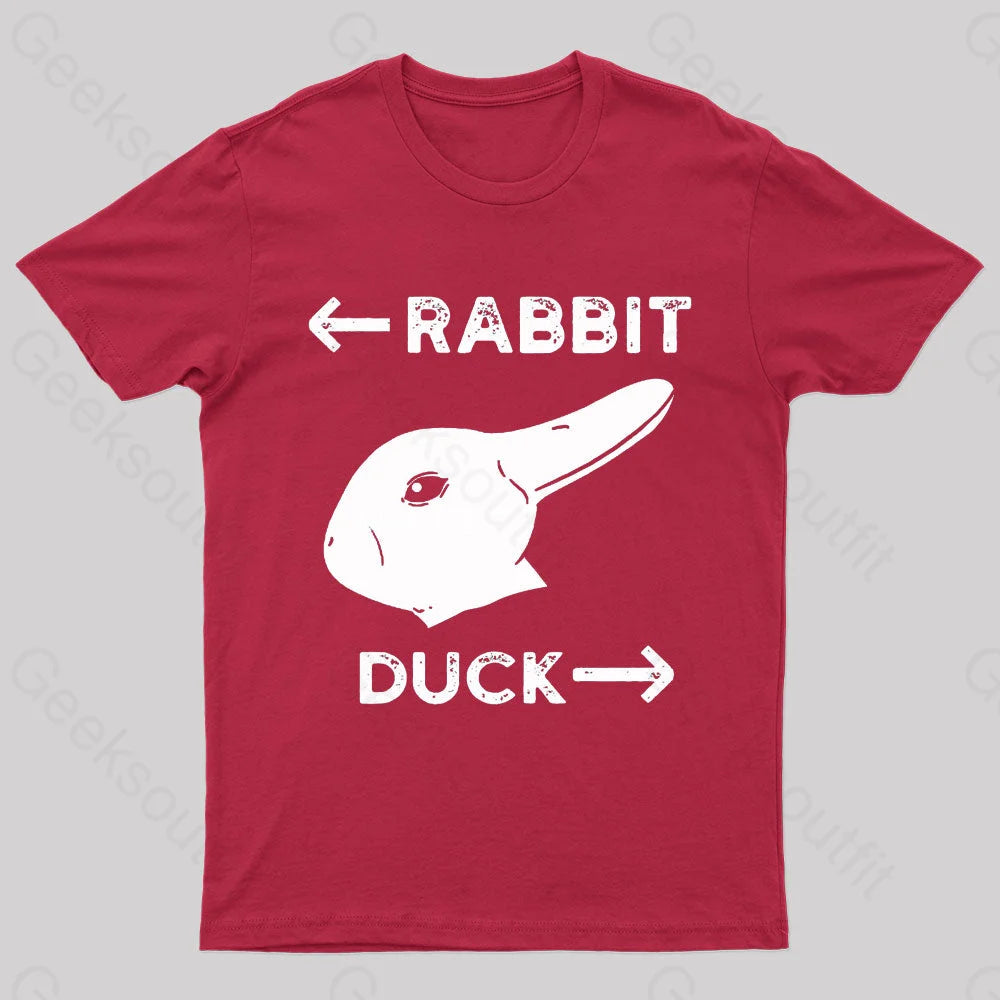 Wittgensteins Rabbit Duck Illusion Geek T-Shirt Red / S