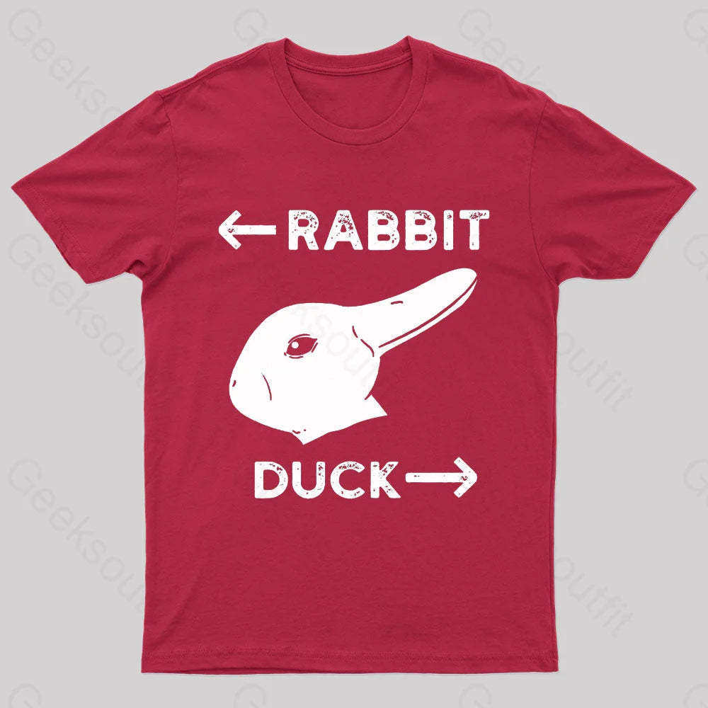 Wittgensteins Rabbit Duck Illusion Geek T-Shirt Red / S