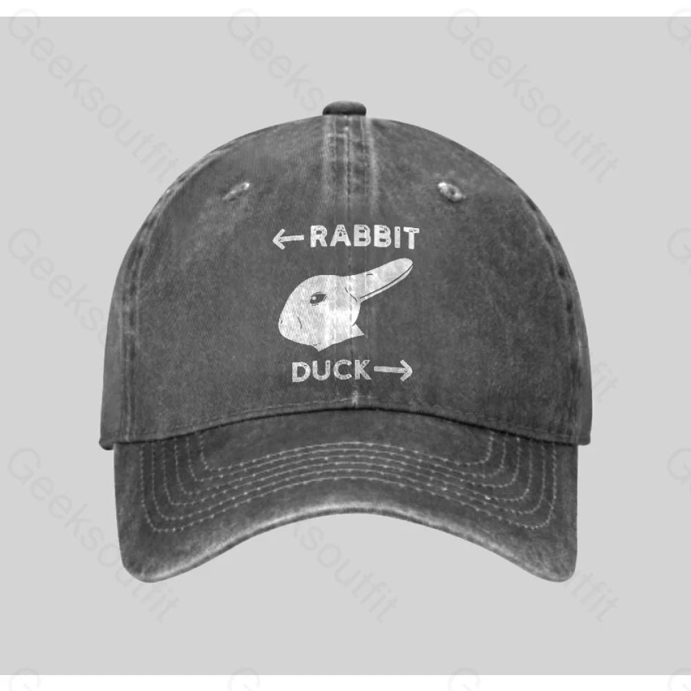 Wittgensteins Rabbit Duck Illusion Washed Vintage Baseball Cap Grey