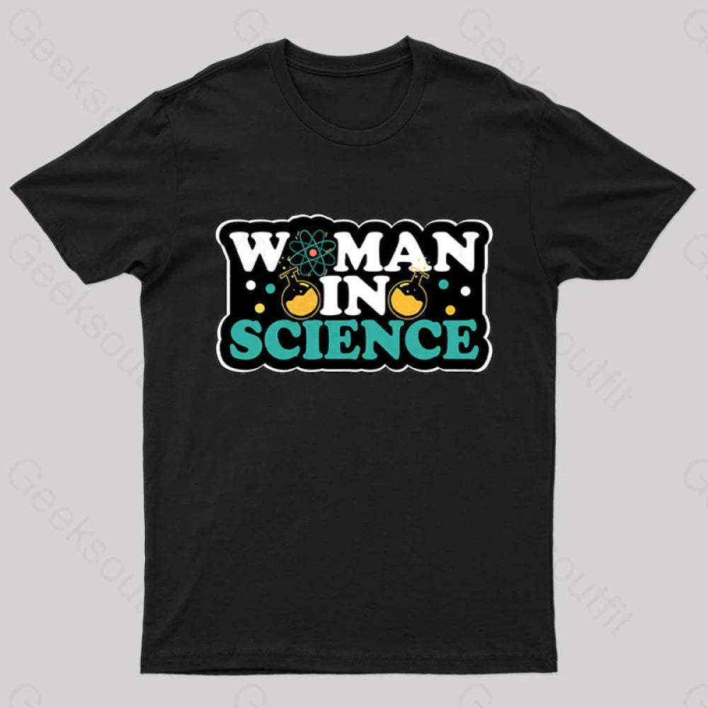 Woman In Science Nerd T-Shirt Black / S