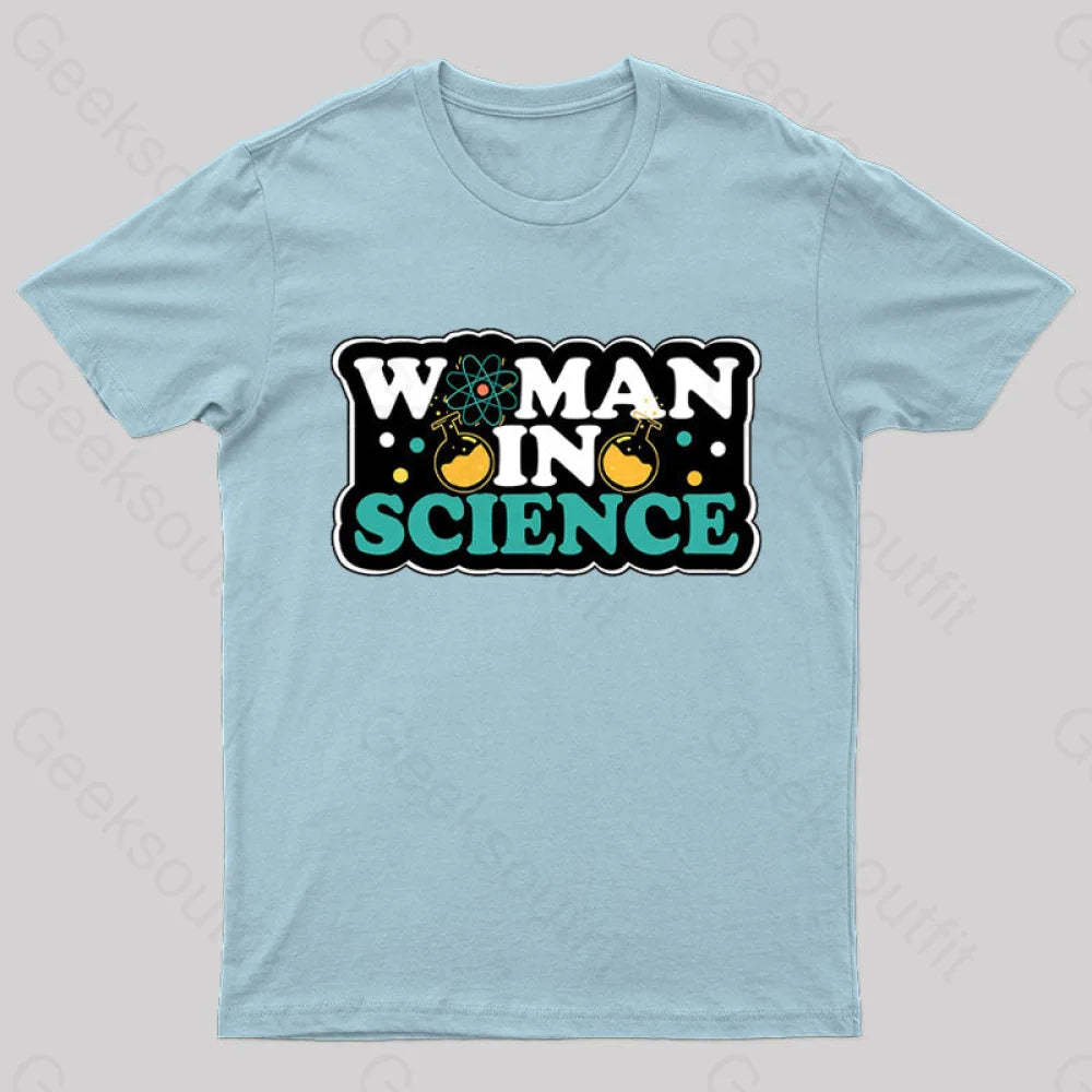 Woman In Science Nerd T-Shirt Light Blue / S