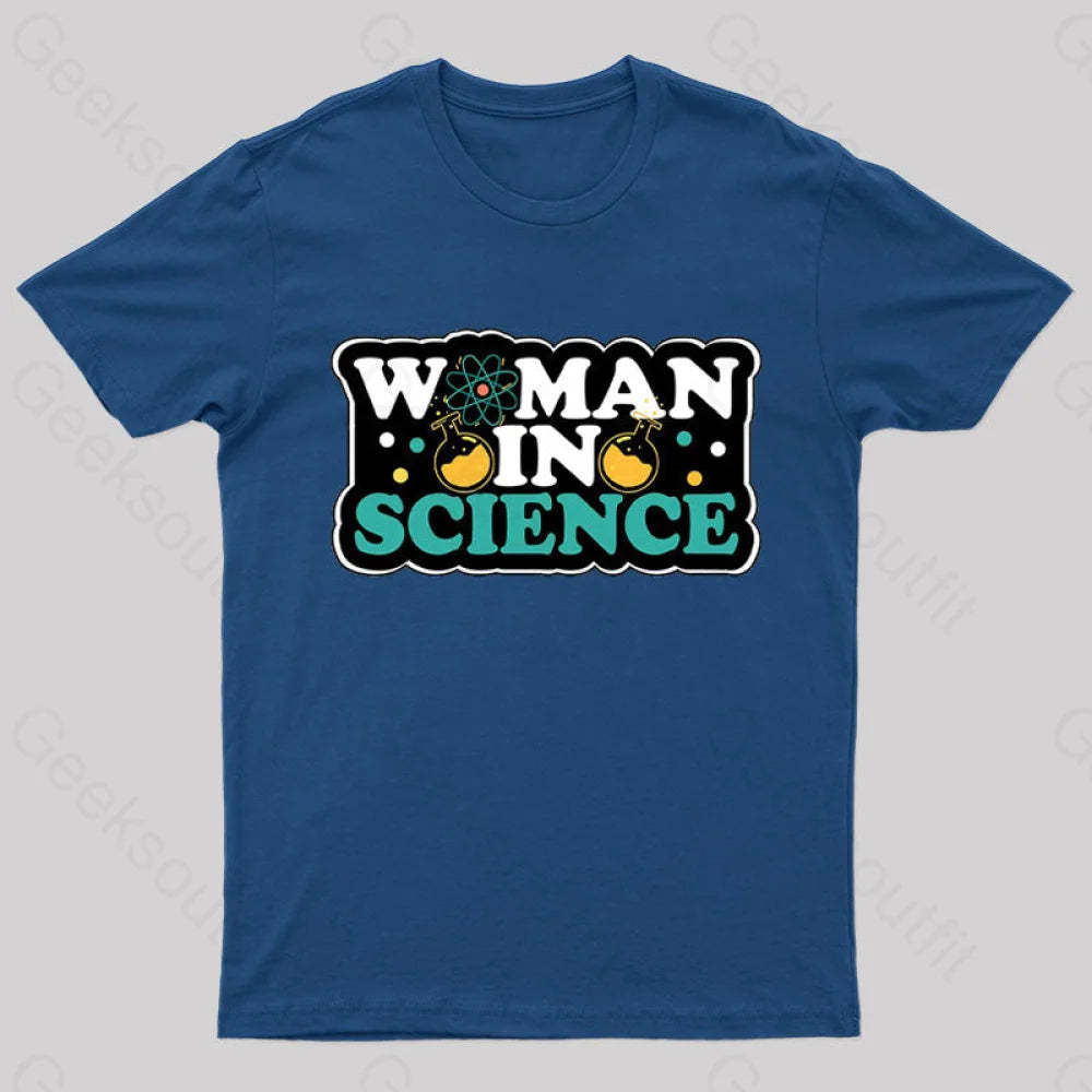 Woman In Science Nerd T-Shirt Navy / S
