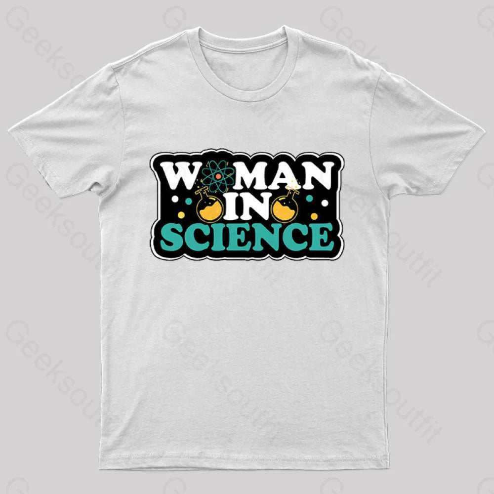 Woman In Science Nerd T-Shirt White / S