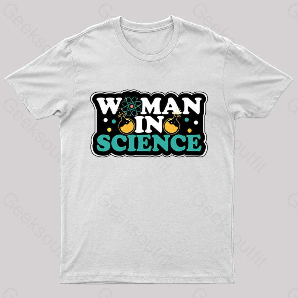 Woman In Science Nerd T-Shirt White / S
