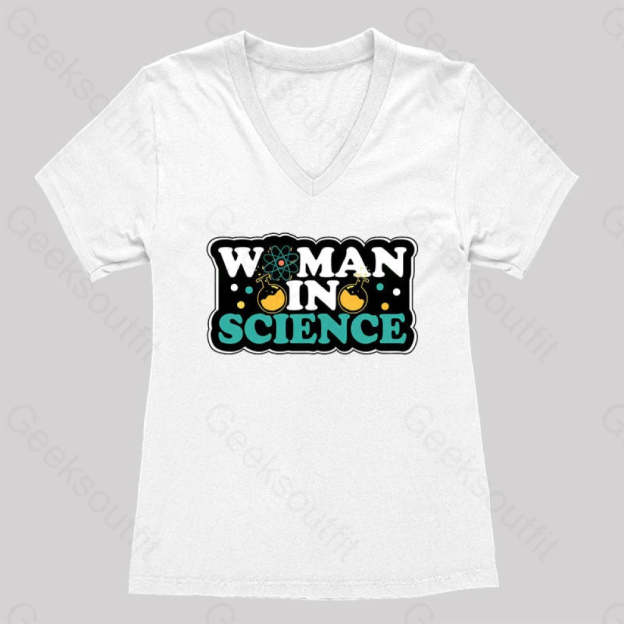 Woman In Science Women’s V-Neck T-Shirt White / S