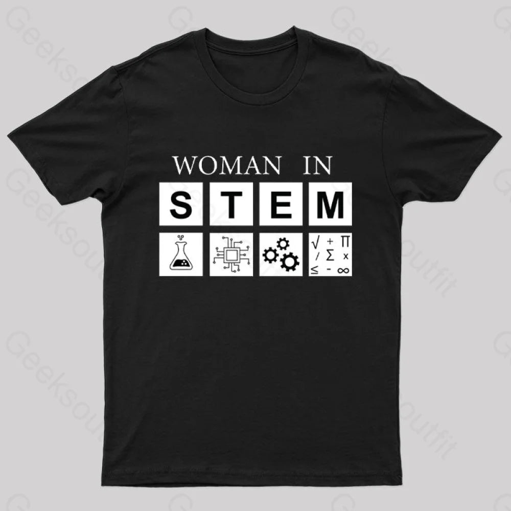 Woman In Stem Geek T-Shirt Black / S