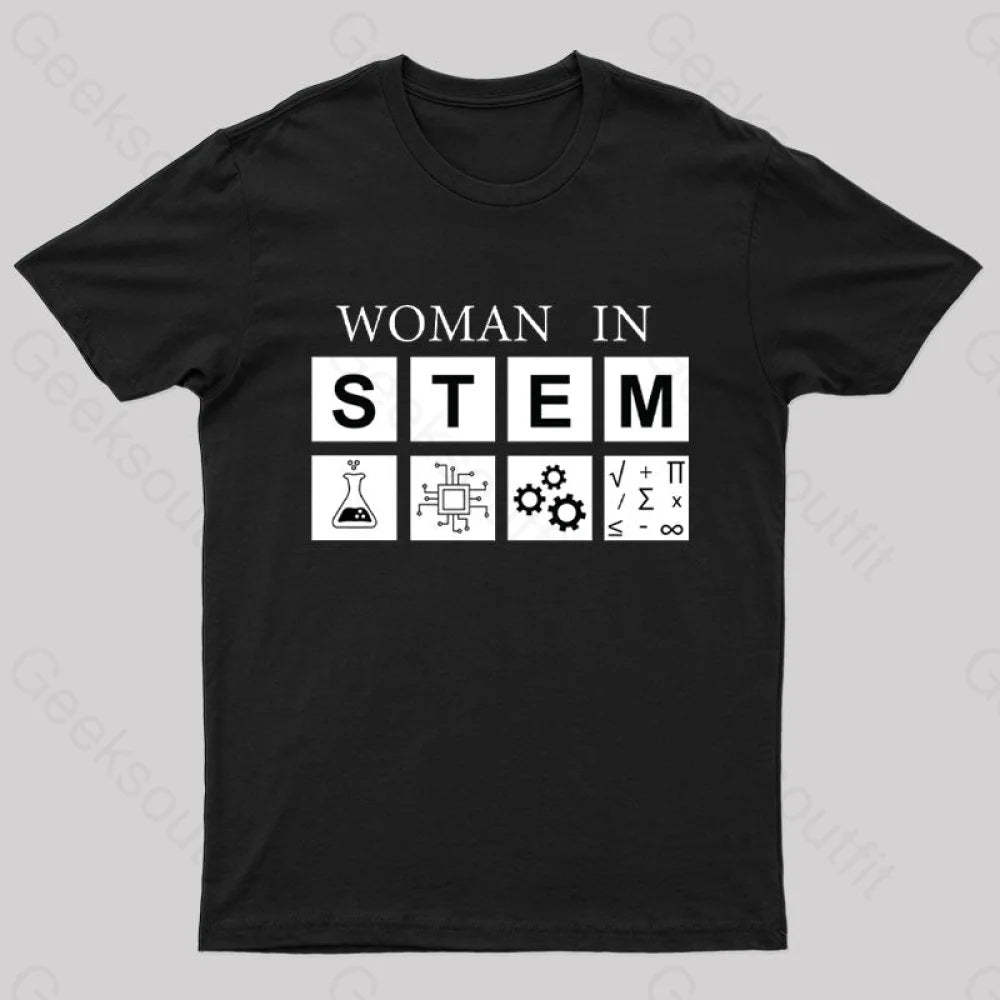 Woman In Stem Geek T-Shirt Black / S