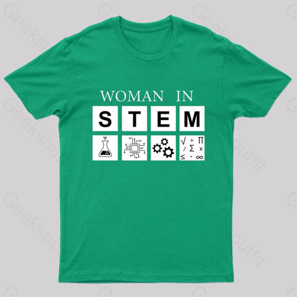 Woman In Stem Geek T-Shirt Green / S
