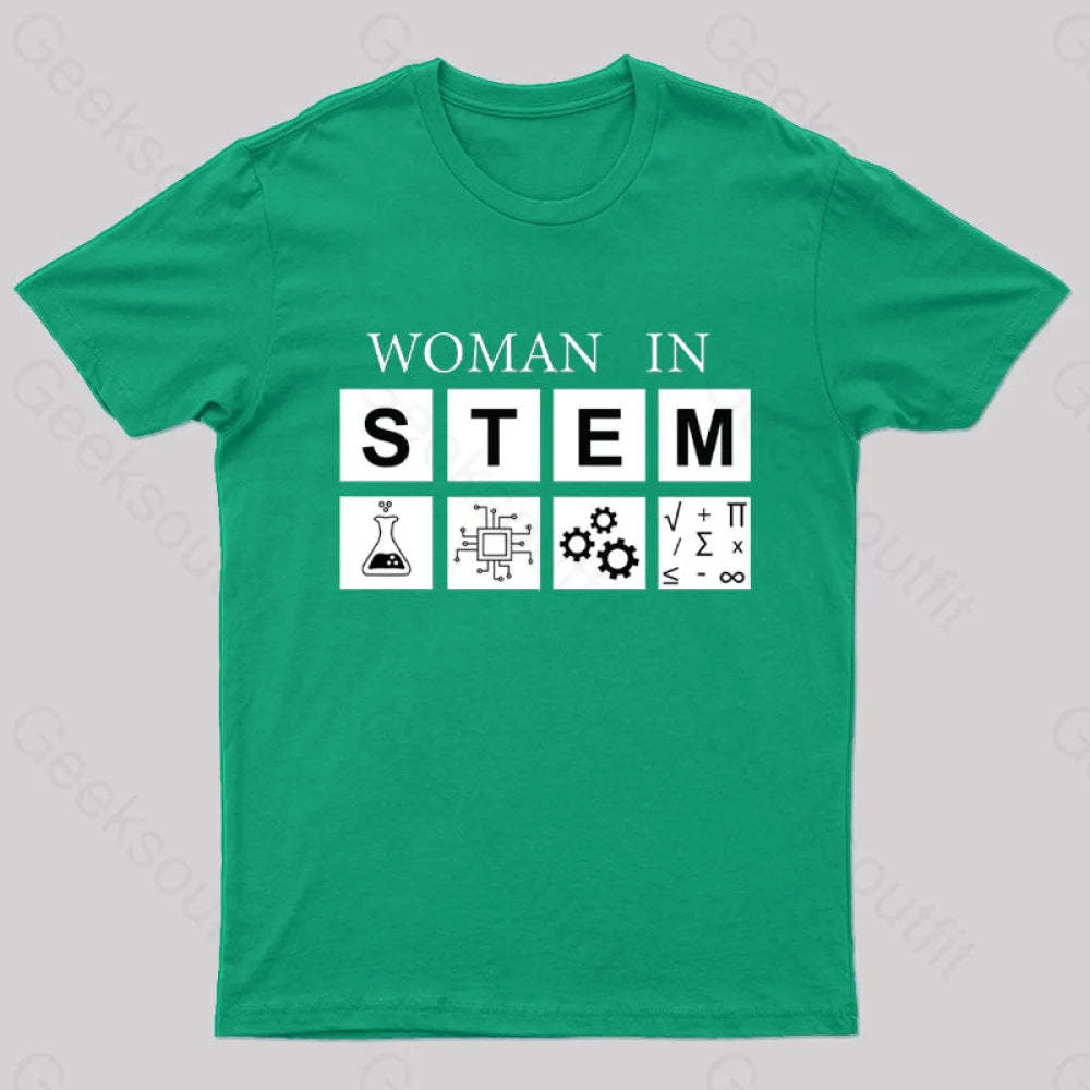 Woman In Stem Geek T-Shirt Green / S