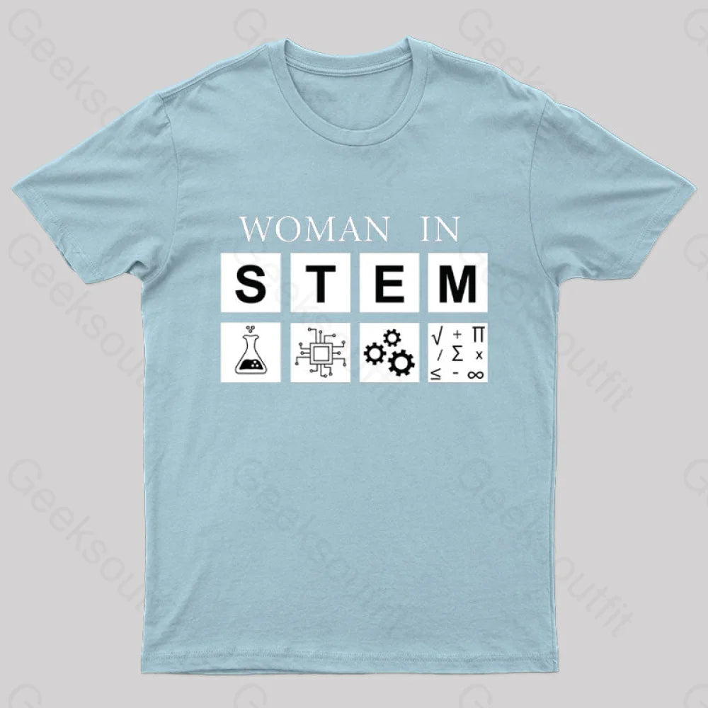 Woman In Stem Geek T-Shirt Light Blue / S