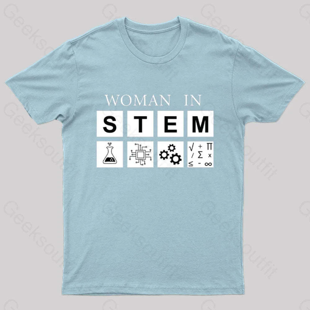 Woman In Stem Geek T-Shirt Light Blue / S