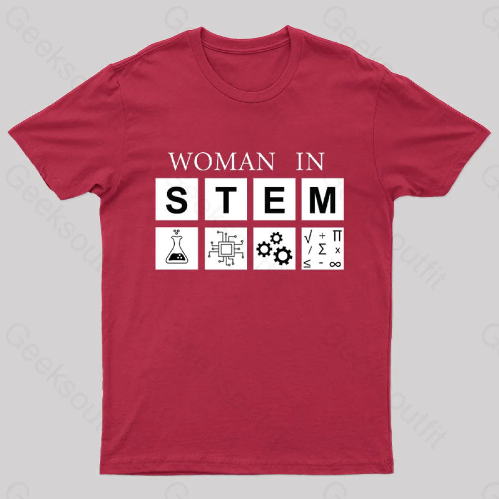 Woman In Stem Geek T-Shirt Red / S
