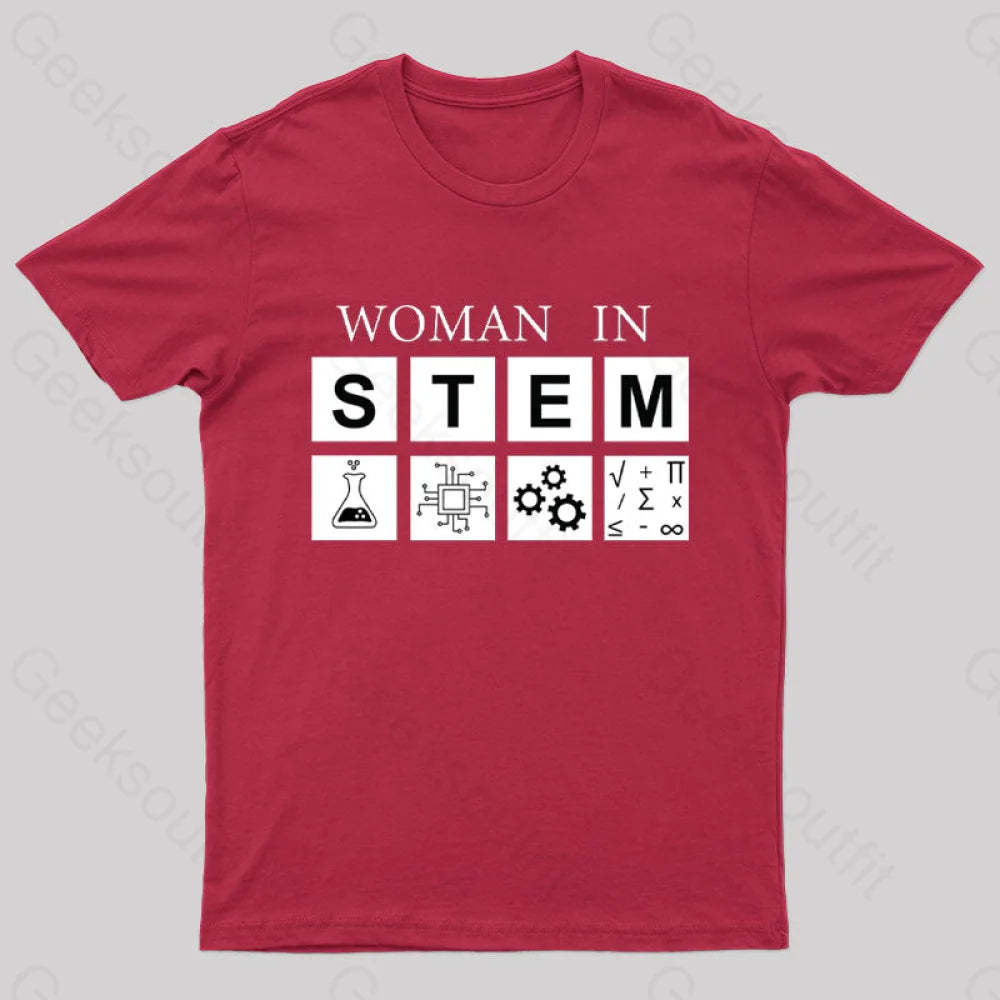 Woman In Stem Geek T-Shirt Red / S