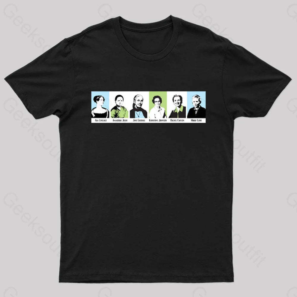 Women In Math And Science Nerd T-Shirt Black / S