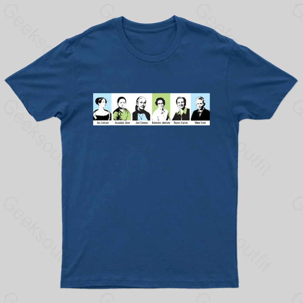 Women In Math And Science Nerd T-Shirt Navy / S