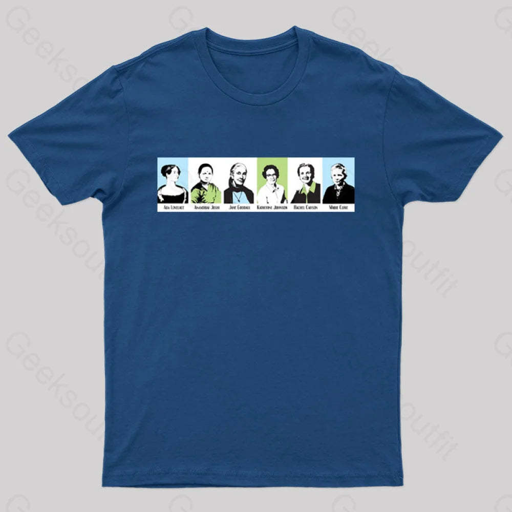 Women In Math And Science Nerd T-Shirt Navy / S