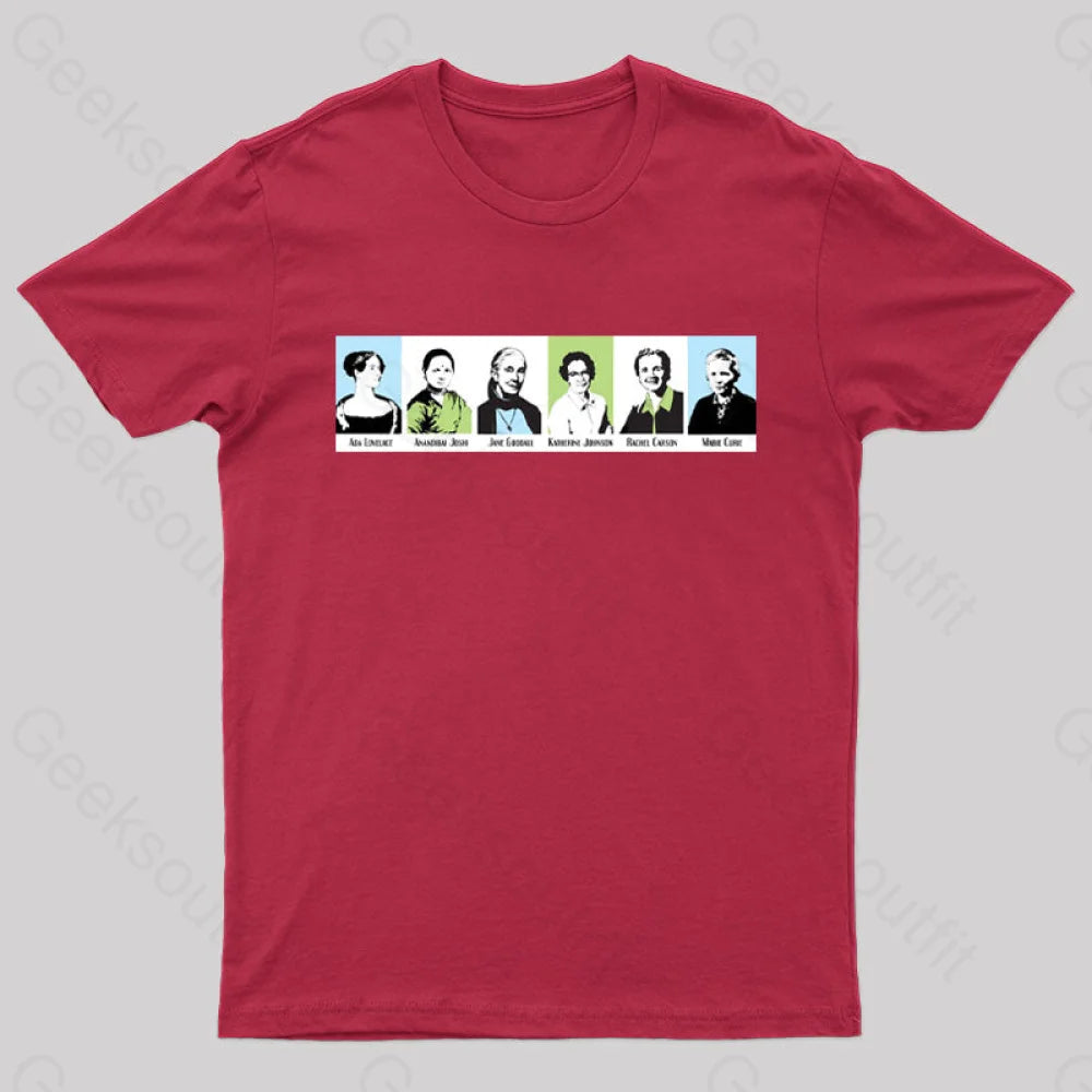 Women In Math And Science Nerd T-Shirt Red / S
