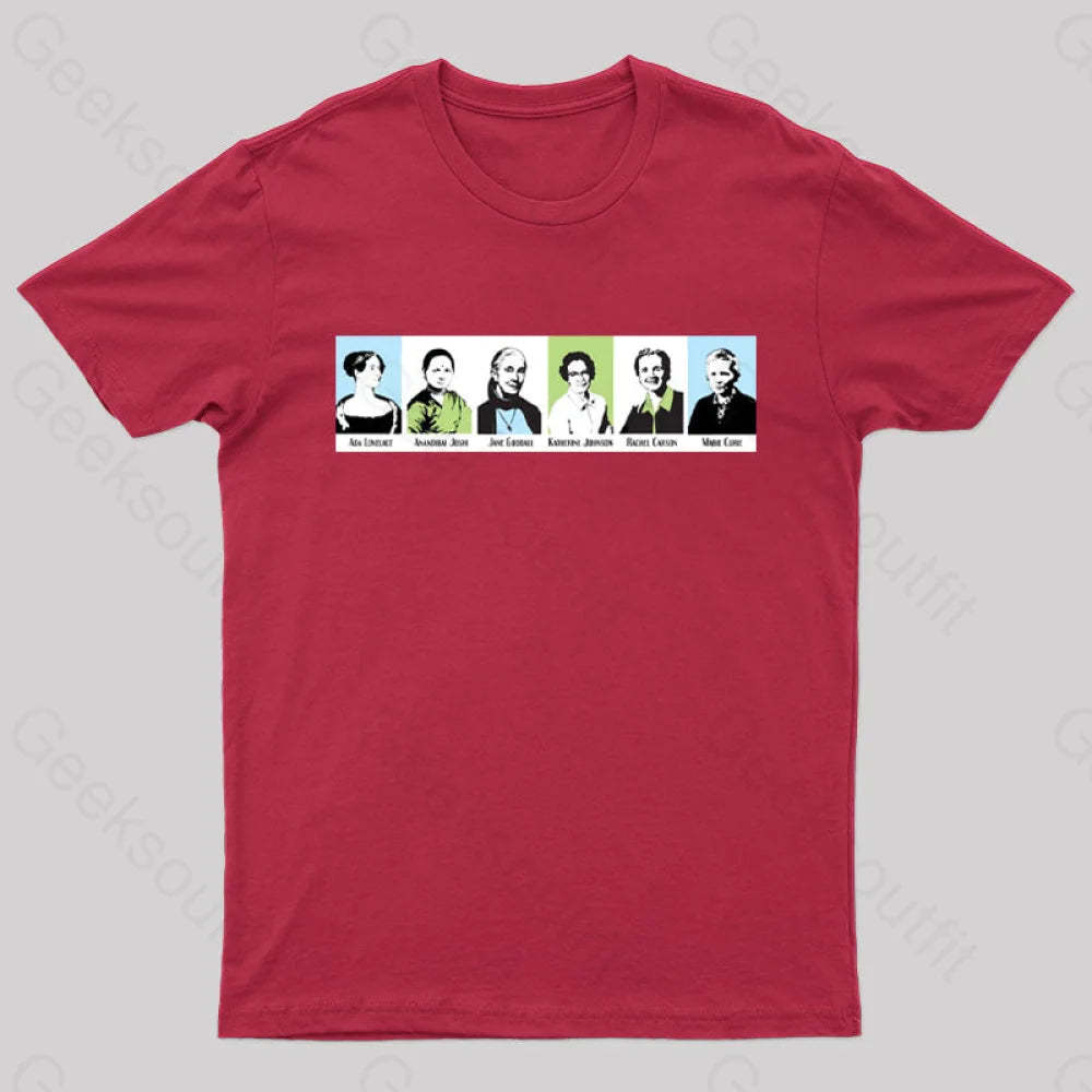 Women In Math And Science Nerd T-Shirt Red / S
