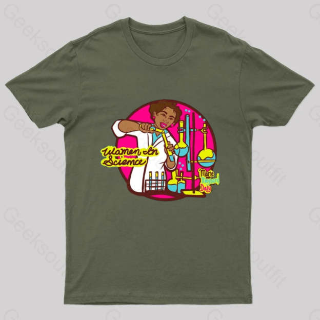 Women In Science Marie Maynard Daly Geek T-Shirt Army Green / S