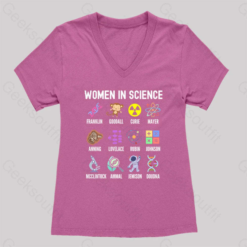Women In Science Steminist Women’s V-Neck T-Shirt Rose Red / S