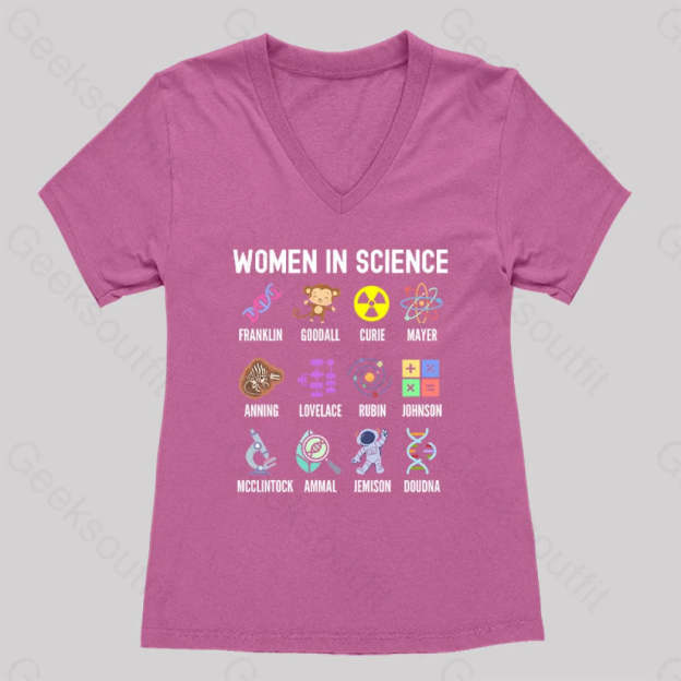 Women In Science Steminist Women’s V-Neck T-Shirt Rose Red / S