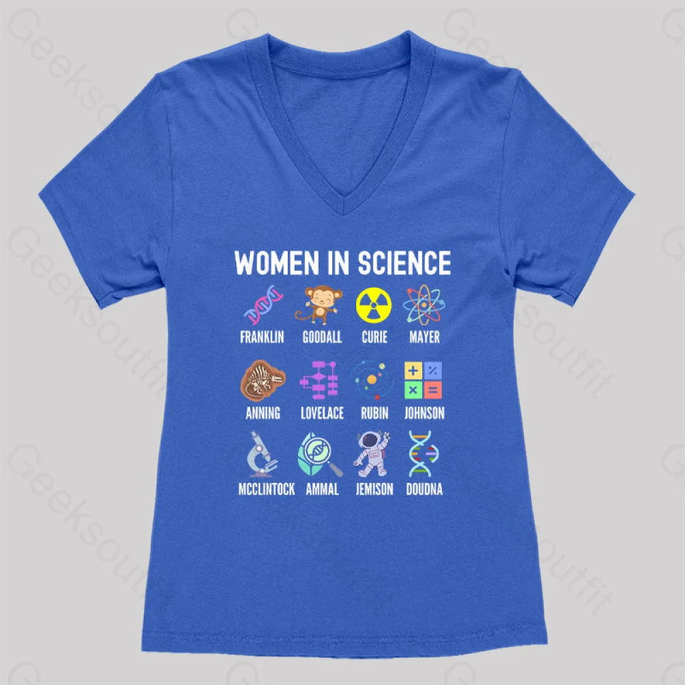 Women In Science Steminist Women’s V-Neck T-Shirt Royal Blue / S