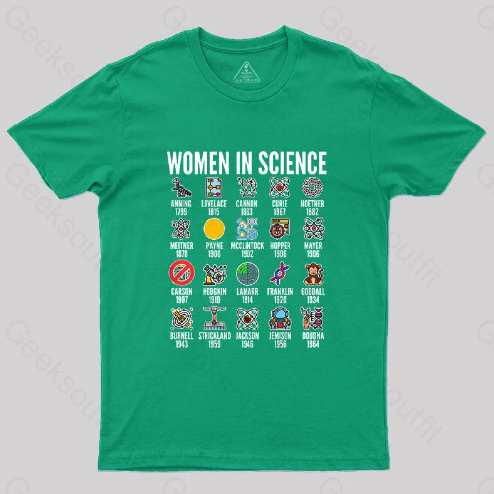 Women In Science T-Shirt Green / S