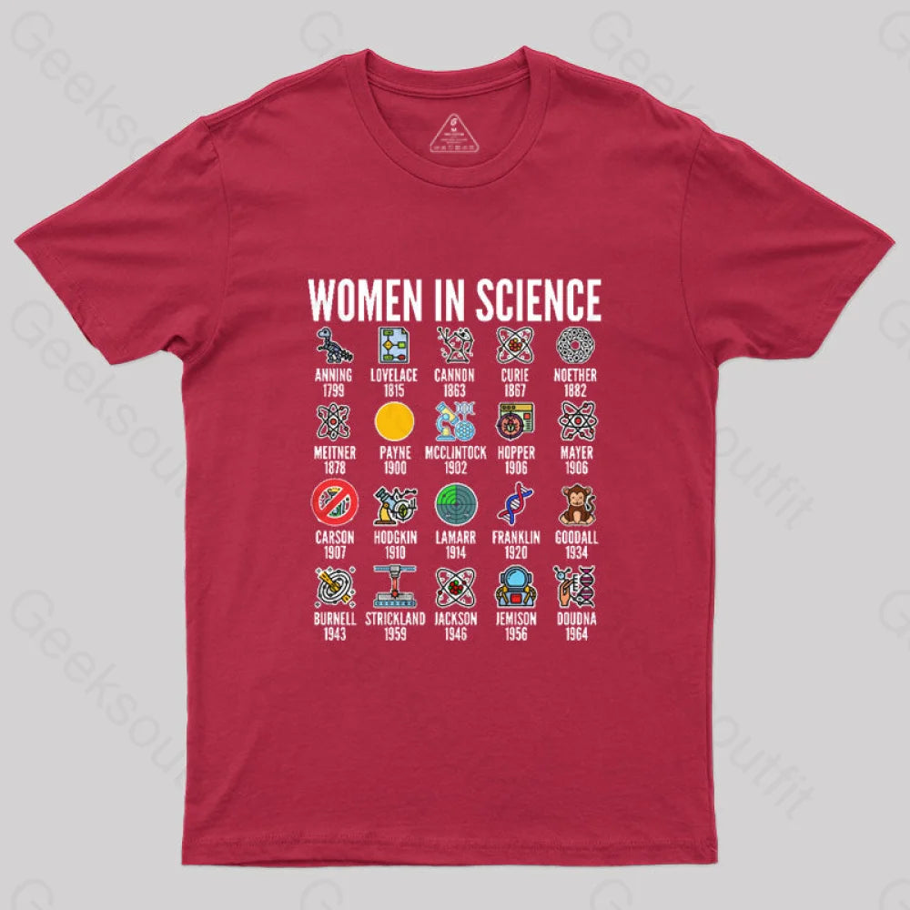 Women In Science T-Shirt Red / S