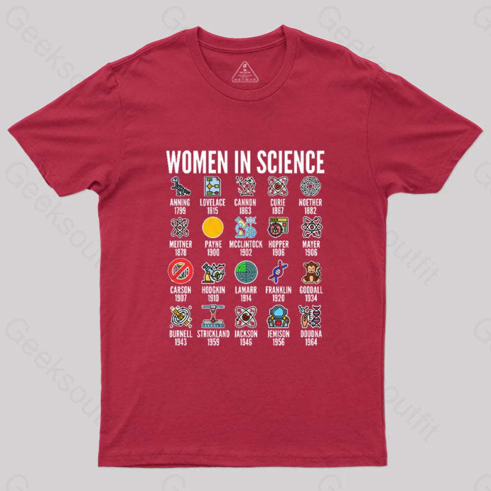 Women In Science T-Shirt Red / S
