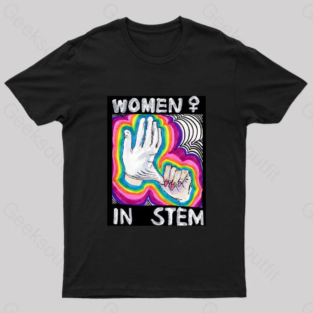 Women In Stem Nerd T-Shirt Black / S