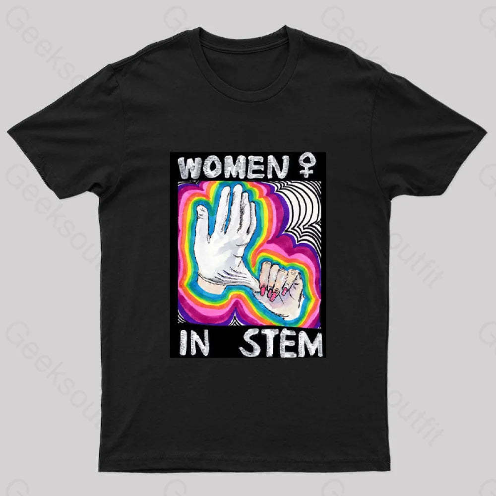 Women In Stem Nerd T-Shirt Black / S