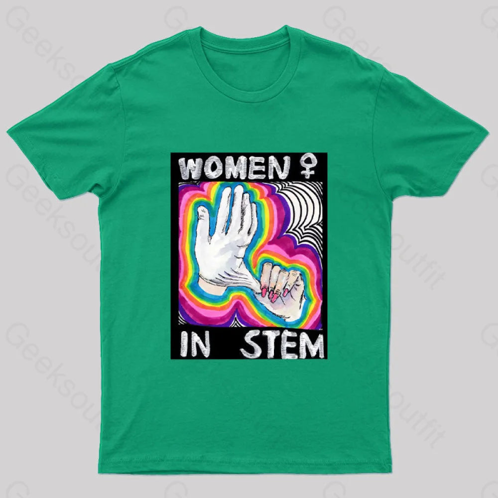 Women In Stem Nerd T-Shirt Green / S
