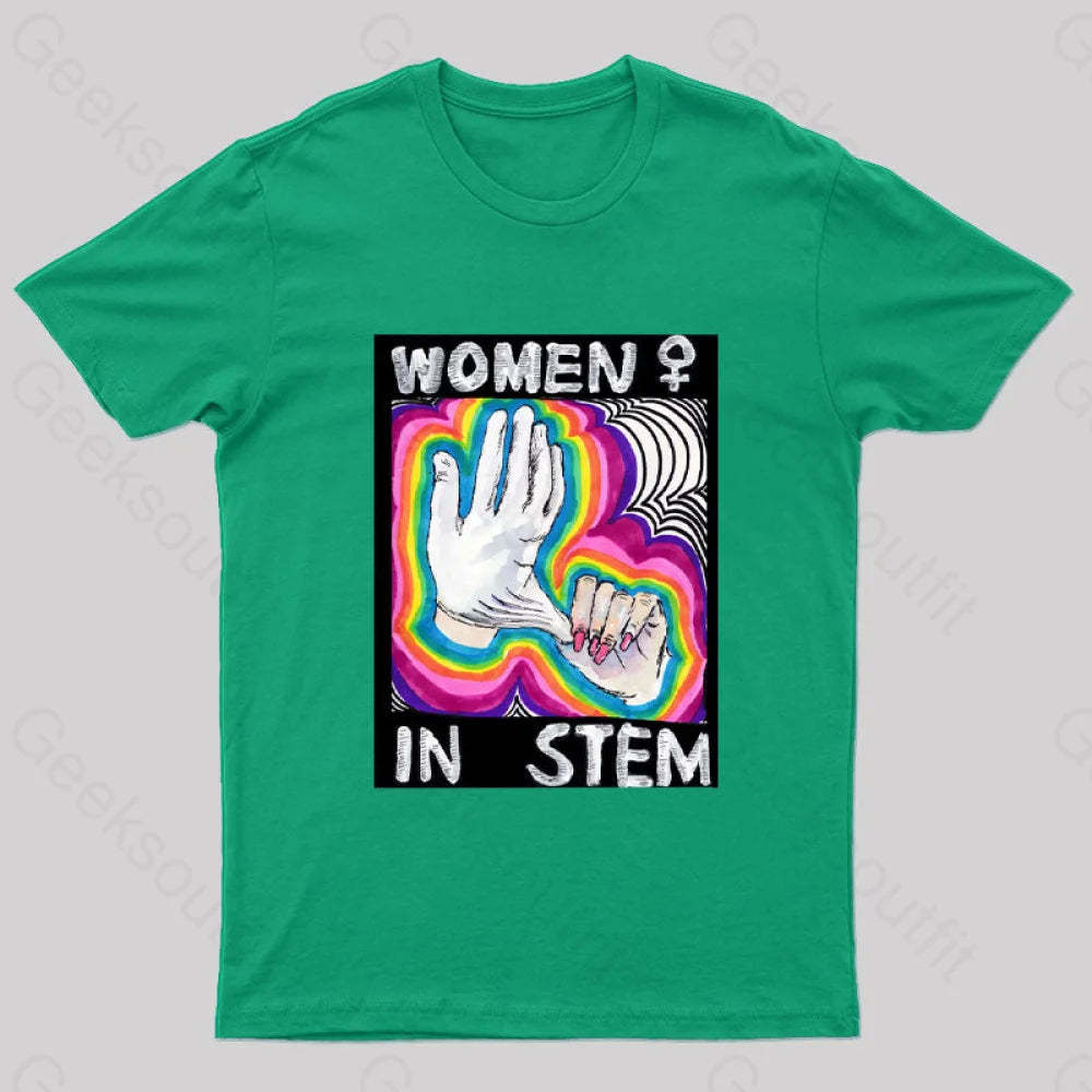 Women In Stem Nerd T-Shirt Green / S