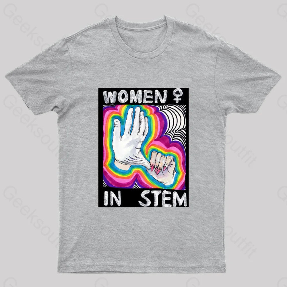Women In Stem Nerd T-Shirt Grey / S