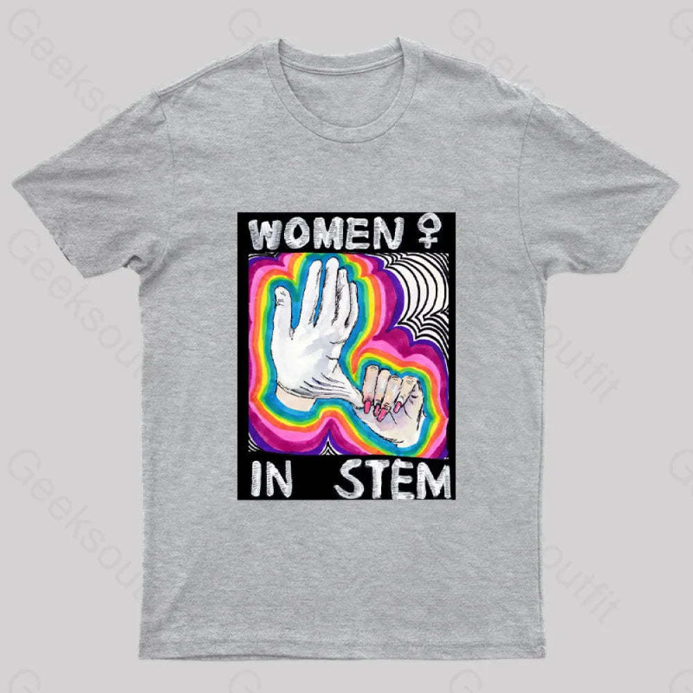 Women In Stem Nerd T-Shirt Grey / S