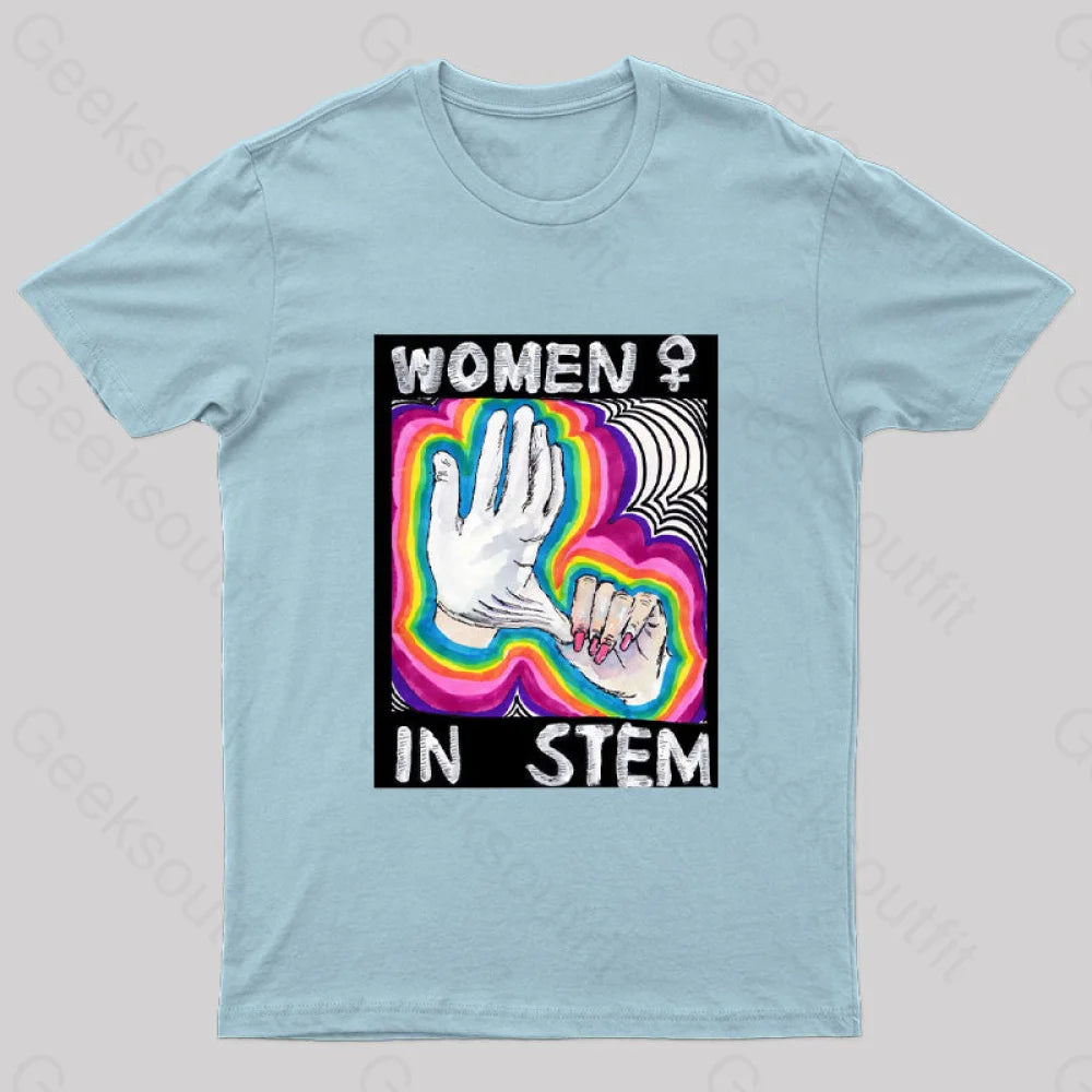 Women In Stem Nerd T-Shirt Light Blue / S
