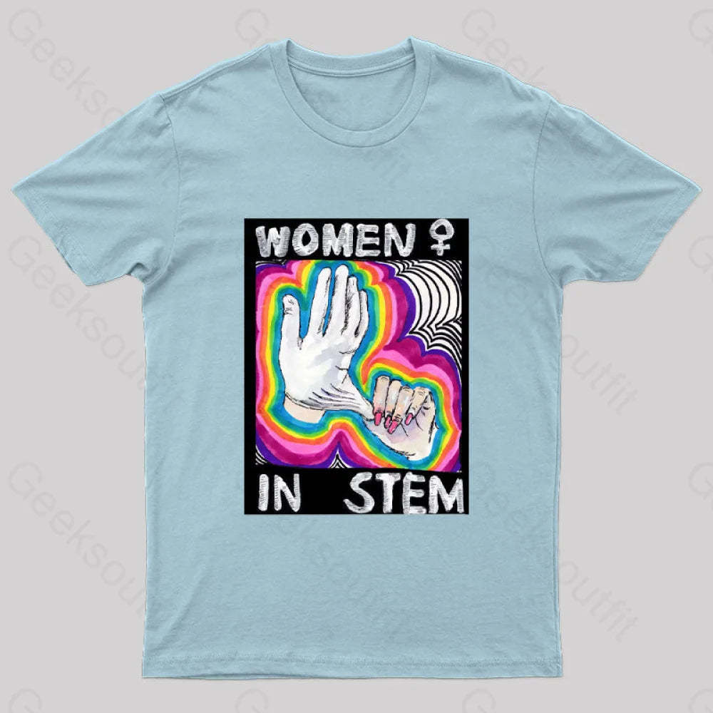 Women In Stem Nerd T-Shirt Light Blue / S