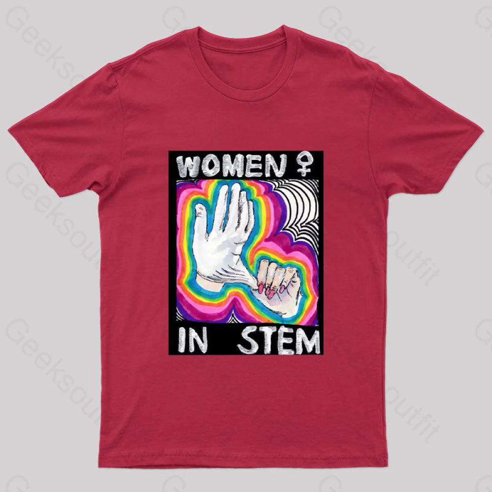 Women In Stem Nerd T-Shirt Red / S
