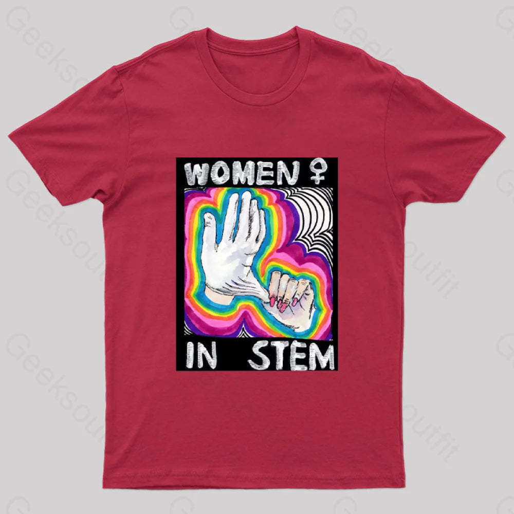 Women In Stem Nerd T-Shirt Red / S