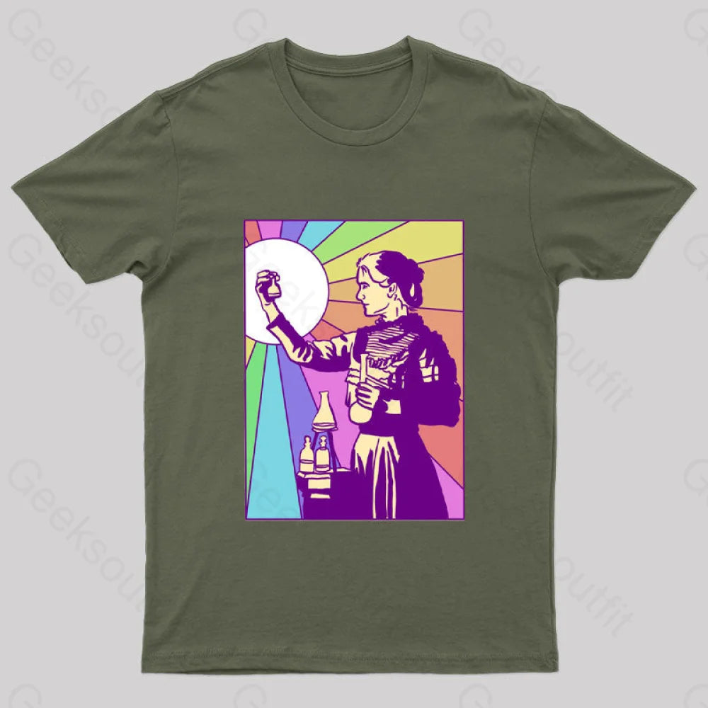Women Of Science Marie Curie Geek T-Shirt Army Green / S