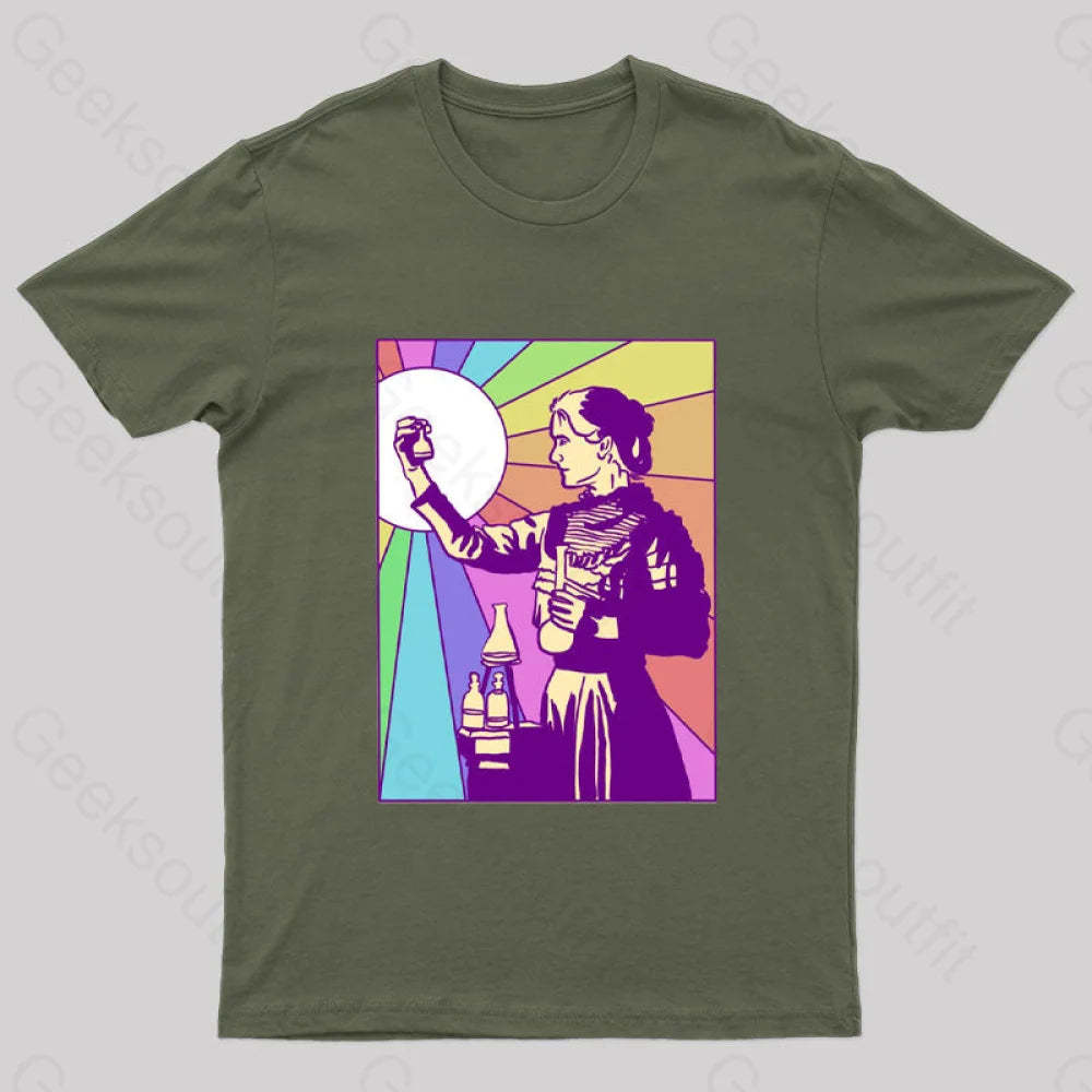 Women Of Science Marie Curie Geek T-Shirt Army Green / S
